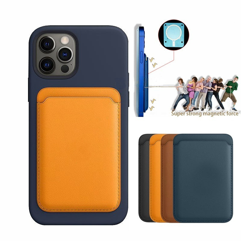 For Macsafe Magnetic Luxury Leather Card Holder Wallet Case For 14 Pro Max 13 12 Phone Bag Adsorption Accessories Cover